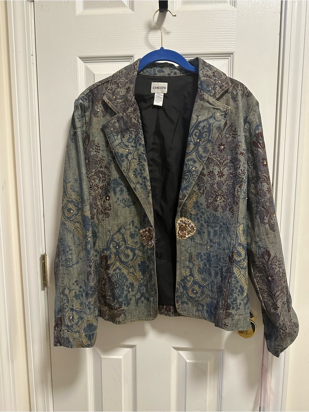 Chico's embellished denim Blazer
